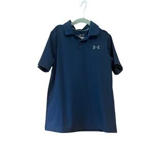 Under Armour Boys Performance Golf HeatGear Polo Shirt Short Sleeve Blue Size S